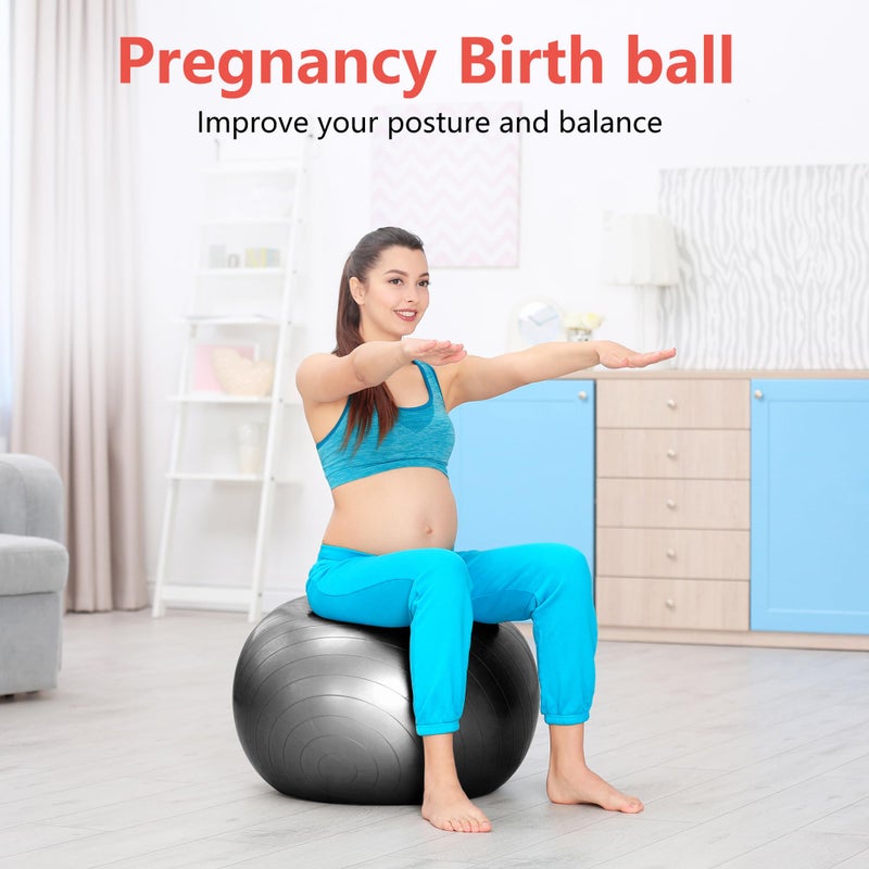 PRIMASOLE Exercise Ball for Balance Stability Fitness Workout Yoga Pilates at Home Office & Gym 65cm Pale Gray - Image 3